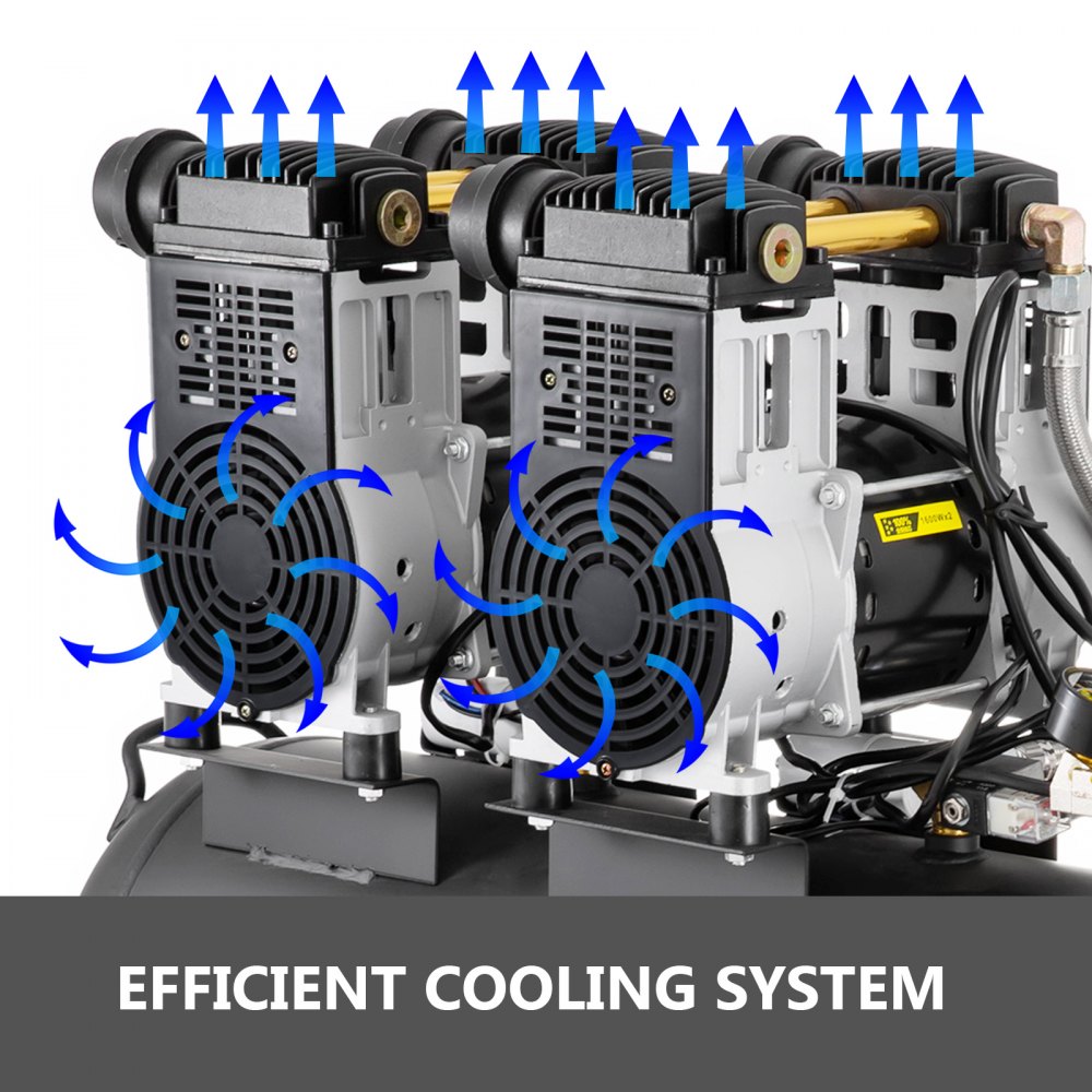 VEVOR Compresor de Aire sin Aceite 3200W 70L 250L/min Portátil Silencioso