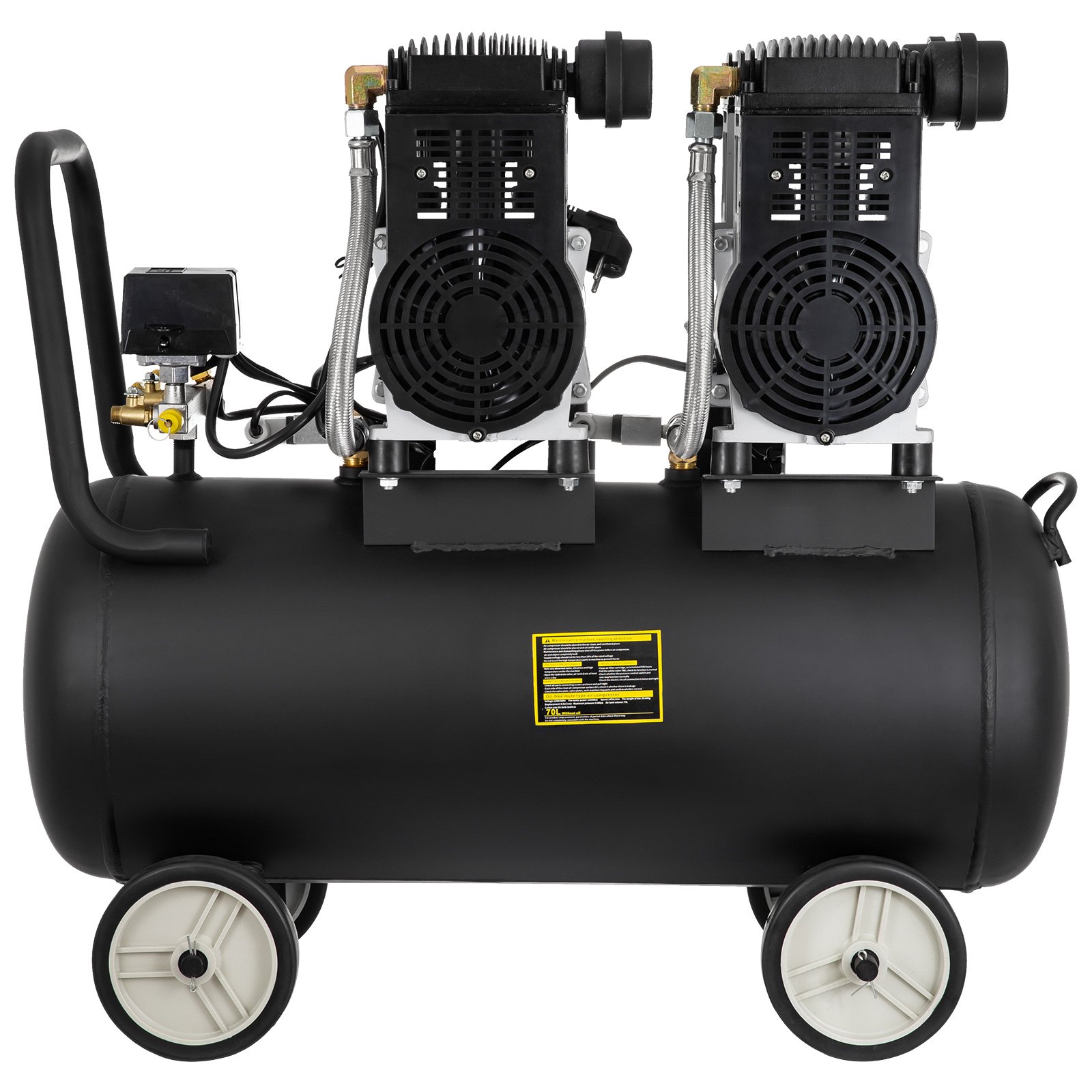 VEVOR Compresor de Aire sin Aceite 3200W 70L 250L/min Portátil Silencioso