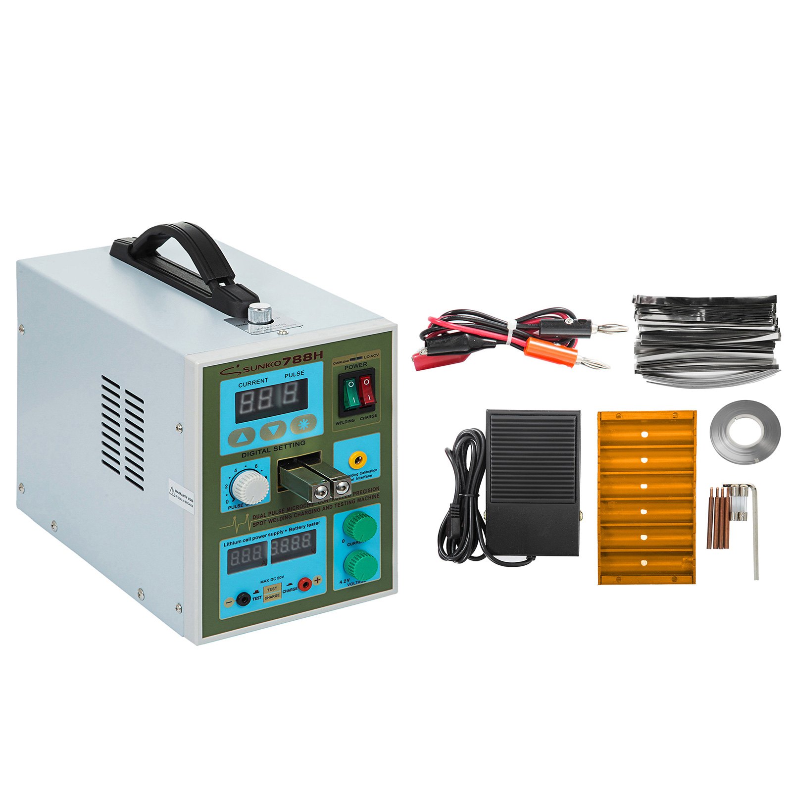 VEVOR Soldador Puntos Batería 50-800A, Soldadura por Puntos 788H, Soldador por Puntos, Máquinas de Soldar, con Función de Iluminación LED, para Varios Tamaños de Batería, Spot Welder 0,05~0,2 mm,