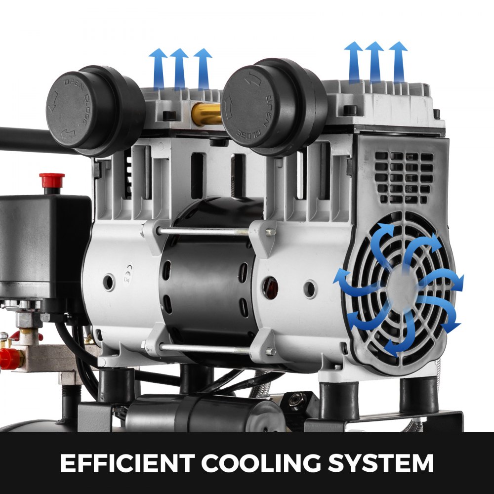 VEVOR Compresor de aire sin Aceite 30L 980W 180L/Min con Manómetro de tanque