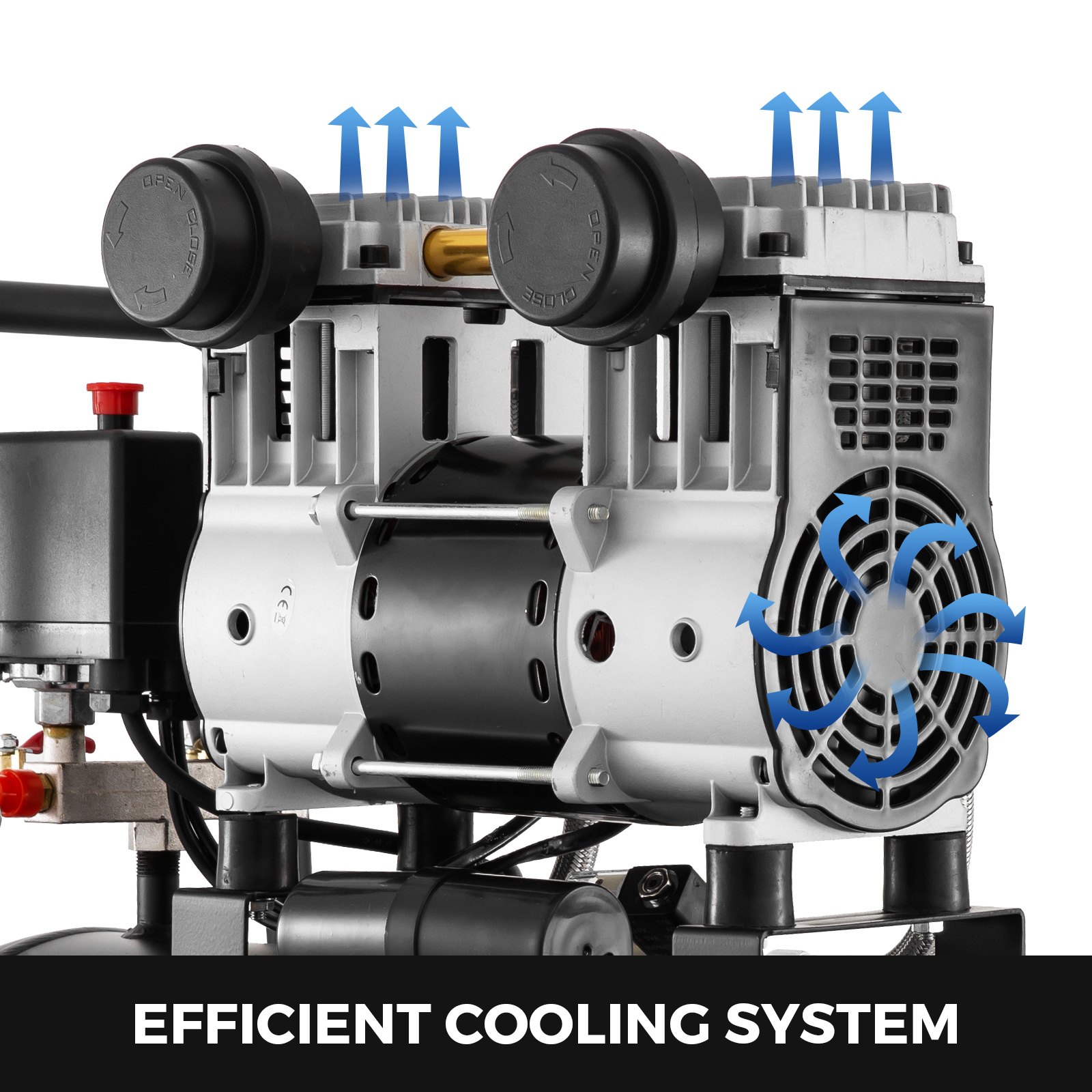 VEVOR Compresor de aire sin Aceite 30L 980W 180L/Min con Manómetro de tanque