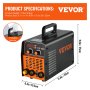 VEVOR Soldadora TIG MMA ARC 2 en 1 TIG-200C 200 A Inversor Portátil Compacto HF IGBT DC Máquina de Soldadura con Pantalla Digital LCD para Soldar Acero, Titanio y Aleación de Cobre