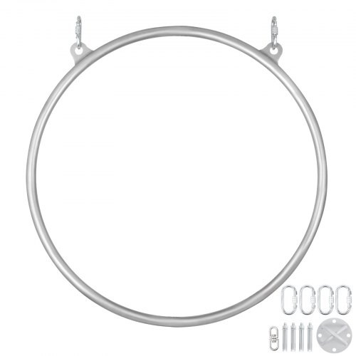 VEVOR Anillo Aéreo Aro de yoga Gimnasio 95cm de Diámetro Conjunto de Anillo Aéreo Invidual 2 Puntos Aro Lyra Circo Equipo Aéreo Aro Aéreo Acero Inoxidable Nylon Duradero Estudio Color Plata