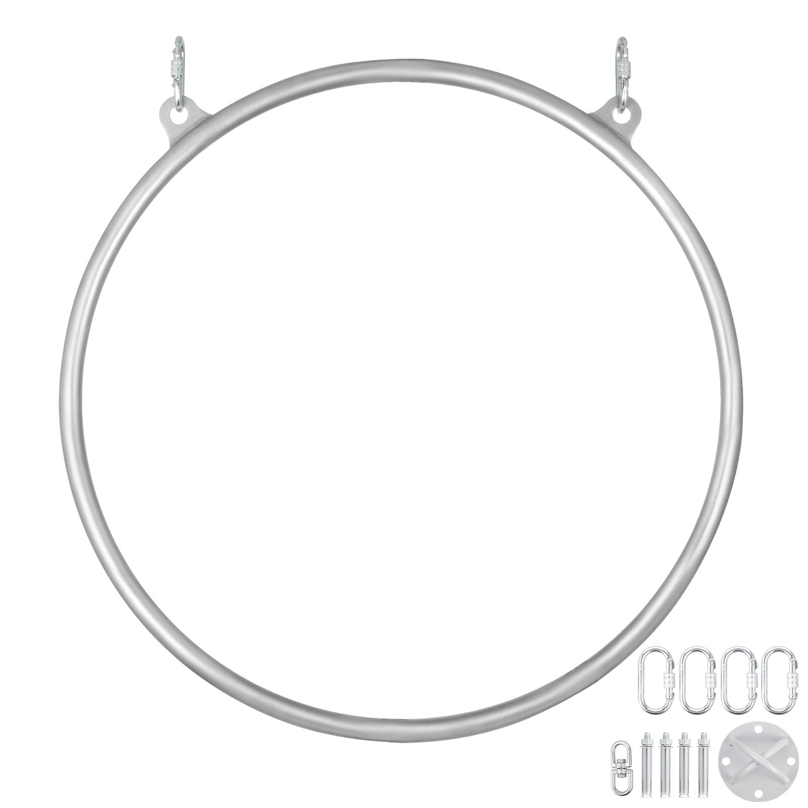 VEVOR Anillo Aéreo Aro de yoga Gimnasio 95cm de Diámetro Conjunto de Anillo Aéreo Invidual 2 Puntos Aro Lyra Circo Equipo Aéreo Aro Aéreo Acero Inoxidable Nylon Duradero Estudio Color Plata