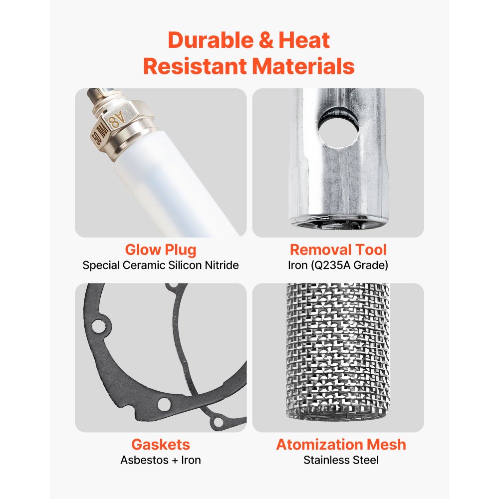 VEVOR Kit de Reparación de Bujías Incandescentes, para Calentador Diésel, con Malla Atomizadora, Compatible con Calentadores de Estacionamiento de 2/5/8 kW, para Coche, Camión y Barco, 4 Juntas
