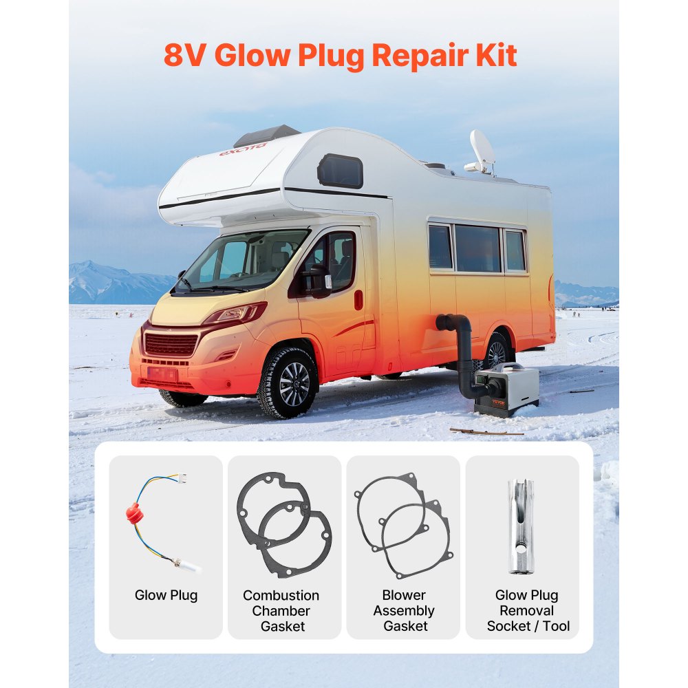 VEVOR Kit de Reparación de Bujías Incandescentes, para Calentador Diésel, con Malla Atomizadora, Compatible con Calentadores de Estacionamiento de 5 kW/8 kW, para Coche, Camión y Barco, 4 Juntas