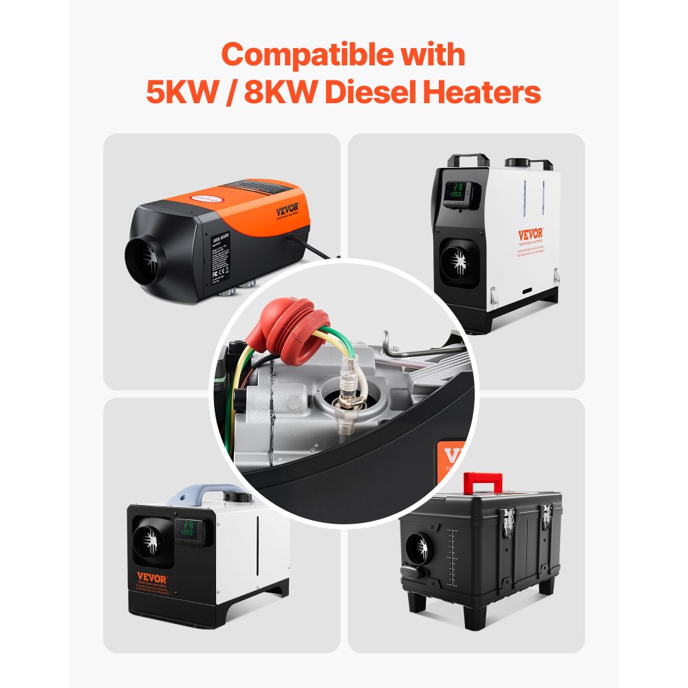 VEVOR Kit de Reparación de Bujías Incandescentes, para Calentador Diésel, con Malla Atomizadora, Compatible con Calentadores de Estacionamiento de 5 kW/8 kW, para Coche, Camión y Barco, 4 Juntas