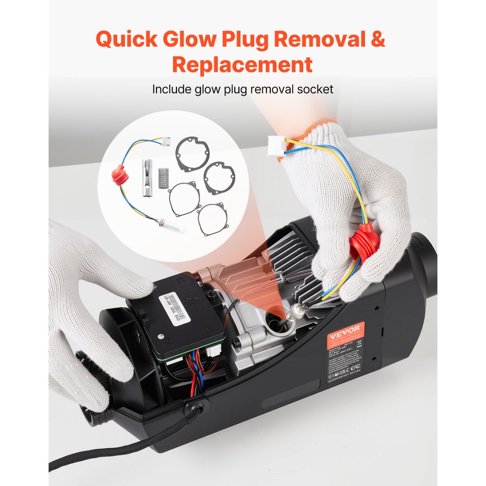 VEVOR Kit de Reparación de Bujías Incandescentes, para Calentador Diésel, con Malla Atomizadora, Compatible con Calentadores de Estacionamiento de 5 kW/8 kW, para Coche, Camión y Barco, 4 Juntas