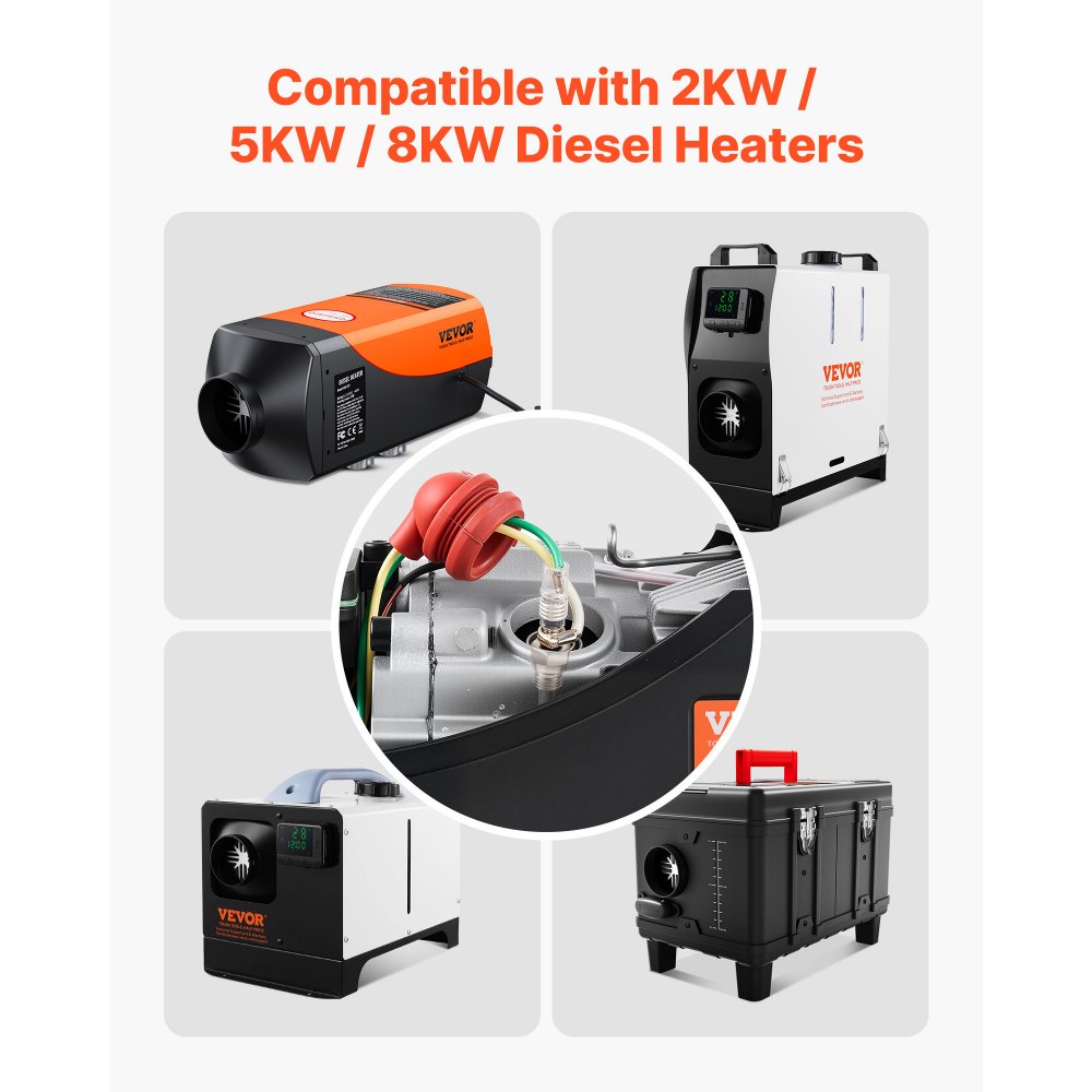 VEVOR Kit de Reparación de Bujías Incandescentes, con Malla Atomizadora, para Calentadores de Estacionamiento 2/5/8 kW, para Conducir en Invierno o Acampar en Entornos Fríos, 12 x 12 x 250 mm