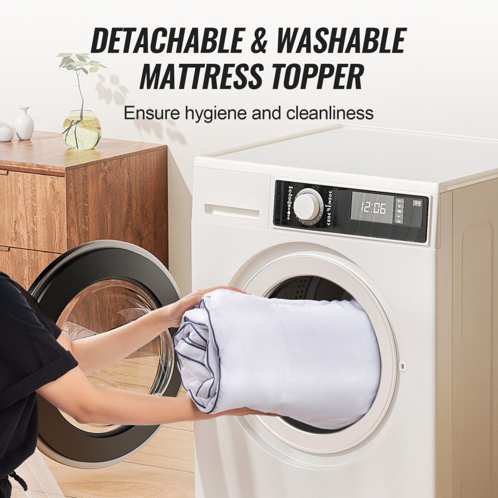 VEVOR Sobrecolchón de Espuma Viscoelástica y Relleno de Fibra 1930x2032x101,6 mm de Grosor