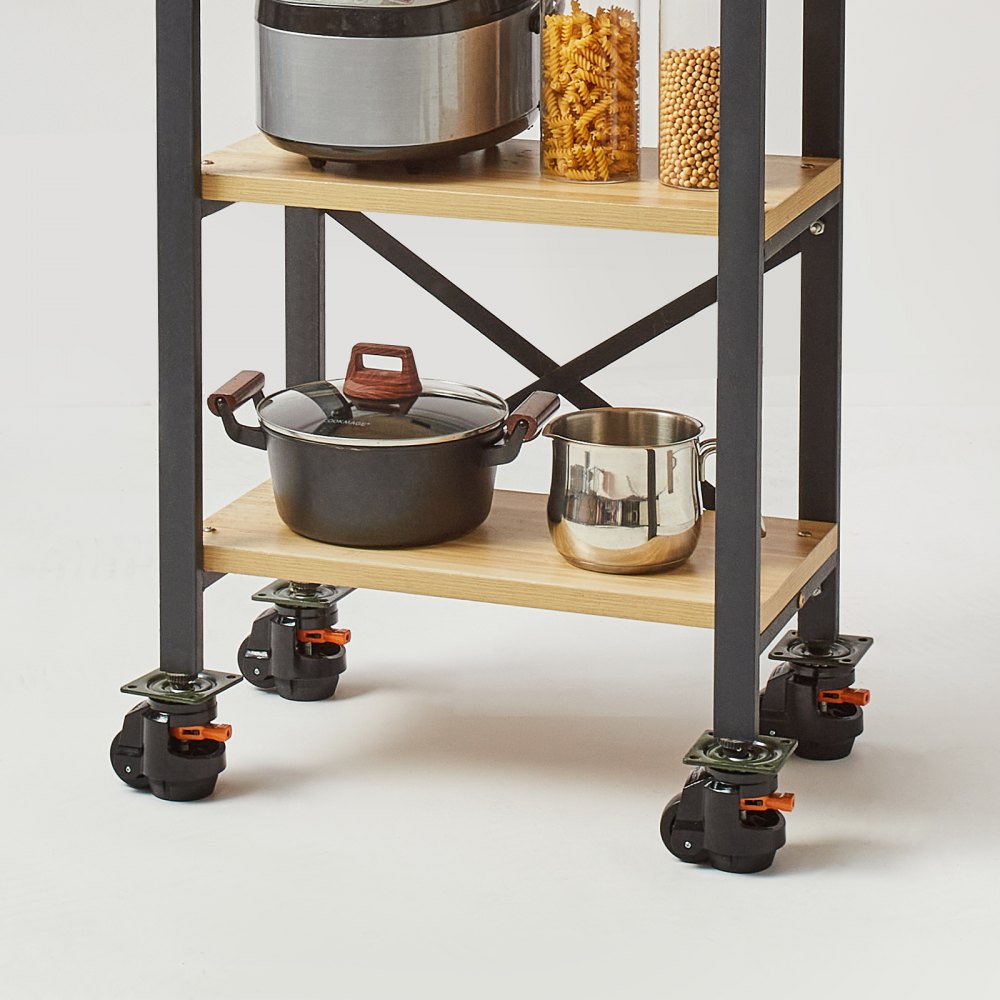 VEVOR Ruedas Giratorias para Muebles Juego de 4 Ruedas Niveladoras Capacidad de Carga Total 1000 kg Diámetro 63,5 mm Mango Mejorado Ruedas Ajustables 360° con Pies para Bancos de Trabajo, Máquinas