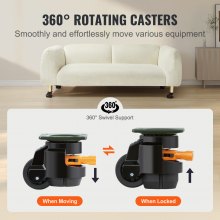 VEVOR Ruedas Niveladoras 4 Piezas Ruedas Giratorias 50,8 mm Carga Total de 500 kg Resistente con Diseño de Mango Mejorado, Ruedas Giratorias de 360 Grados, Ajustables con Pies para Banco de Trabajo