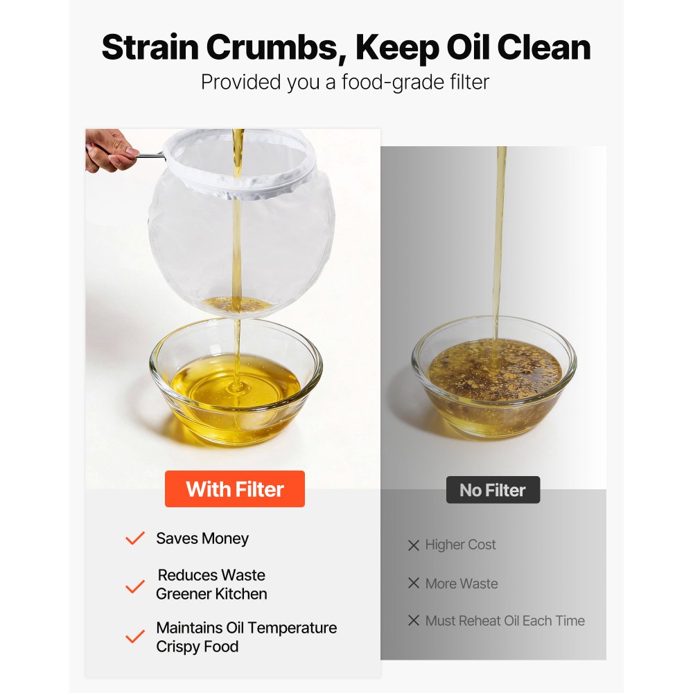VEVOR Recolector de grasa y aceite usado sobre ruedas, 37,8 L, recipiente de aceite de acero al carbono para freidora, recipiente de aceite con tapa, pinzas de bloqueo, bolsa de filtro