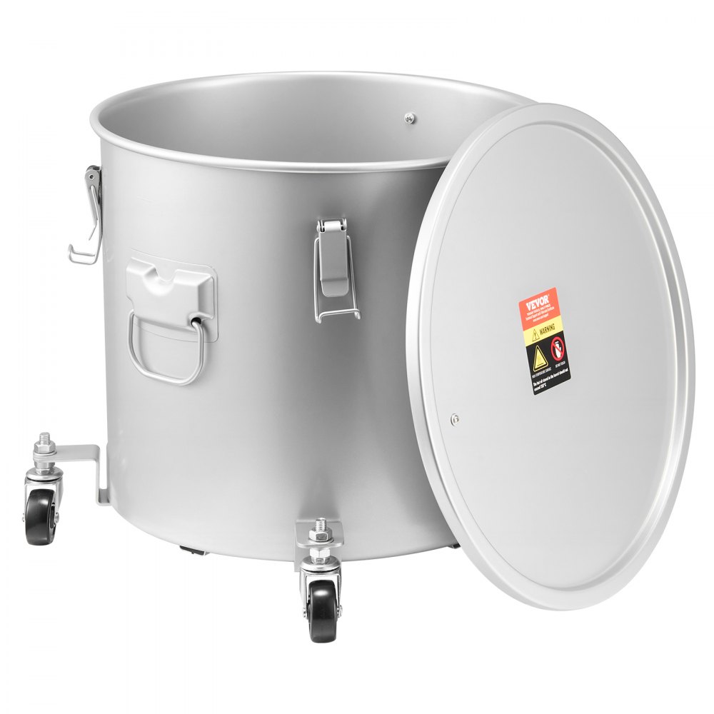 VEVOR Recolector de grasa y aceite usado sobre ruedas, 37,8 L, recipiente de aceite de acero al carbono para freidora, recipiente de aceite con tapa, pinzas de bloqueo, bolsa de filtro