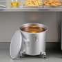 VEVOR Deep Frying Oil Bucket/Oil Disposal Container 37.8 L with Wheeled Base, Rustproof Carbon Steel Coating, Oil Transport Container with Lid, Filter Bag for Filtering Hot Cooking Oil, Grey