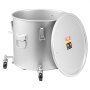 VEVOR Deep Frying Oil Bucket/Oil Disposal Container 37.8 L with Wheeled Base, Rustproof Carbon Steel Coating, Oil Transport Container with Lid, Filter Bag for Filtering Hot Cooking Oil, Grey