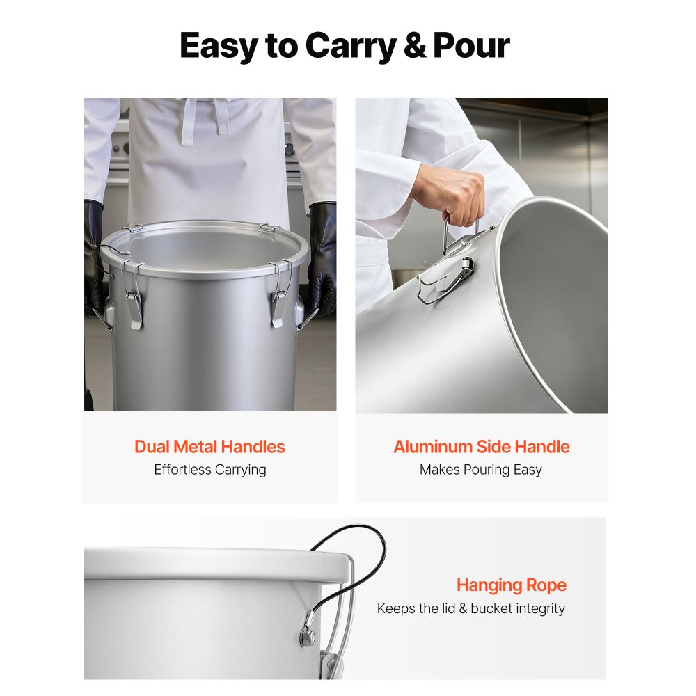 VEVOR Recolector de aceite y grasa usados ​​sobre ruedas 30L, Tambor de recolección de aceite para freidora de acero al carbono, Depósito de aceite con tapa, Clips de bloqueo, Bolsa de filtro, Gris