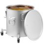 VEVOR Deep Fryer Fat Bucket, 30 L Oil Disposal Container with Wheeled Base, Carbon Steel with Stainless Steel Coating, Oil Transport Container with Lid, Locking Clips