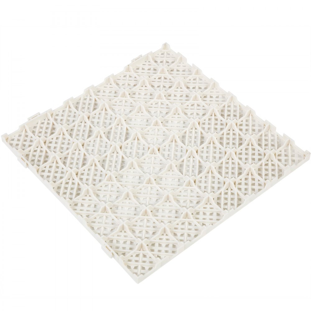 Baldosas de drenaje entrelazadas de color blanco VEVOR con patrón de cuadrícula en relieve.