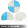 Baldosas de drenaje VEVOR: baldosas resistentes y entrelazadas de color blanco y azul con diseño de estrellas.