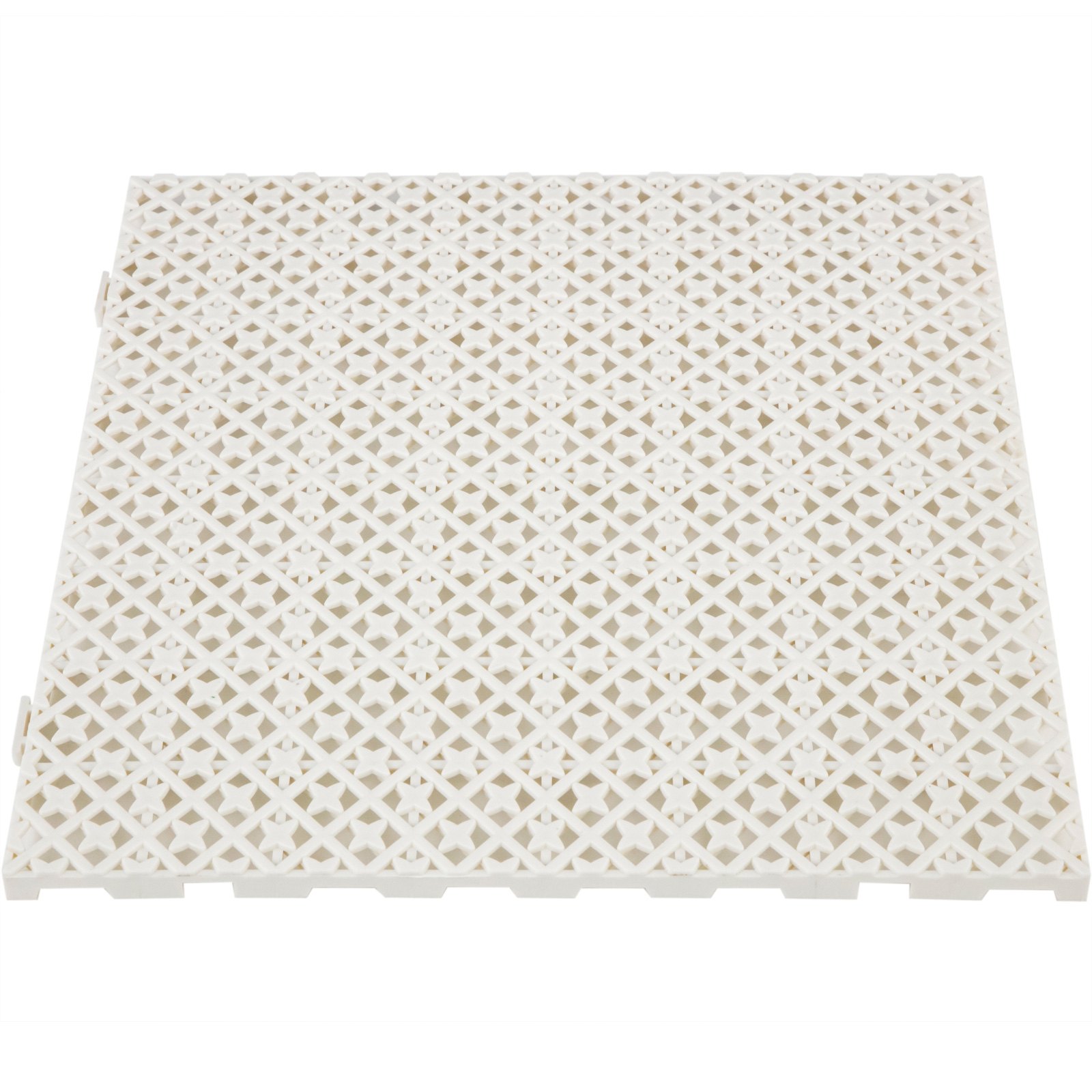 Baldosas de drenaje entrelazadas de color blanco VEVOR con patrón de cuadrícula en forma de diamante.