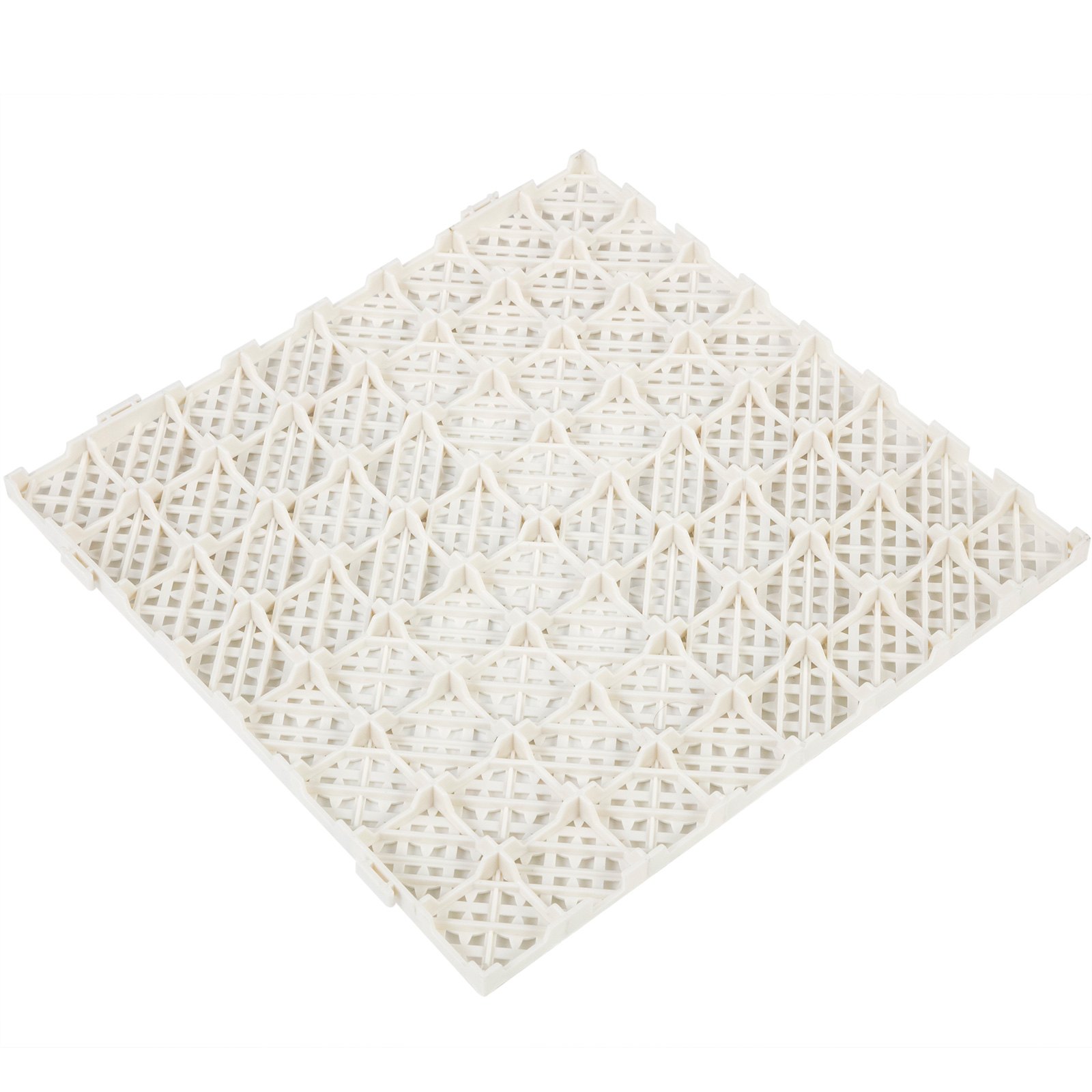 Baldosas de drenaje entrelazadas de color blanco VEVOR con patrón de cuadrícula en relieve.