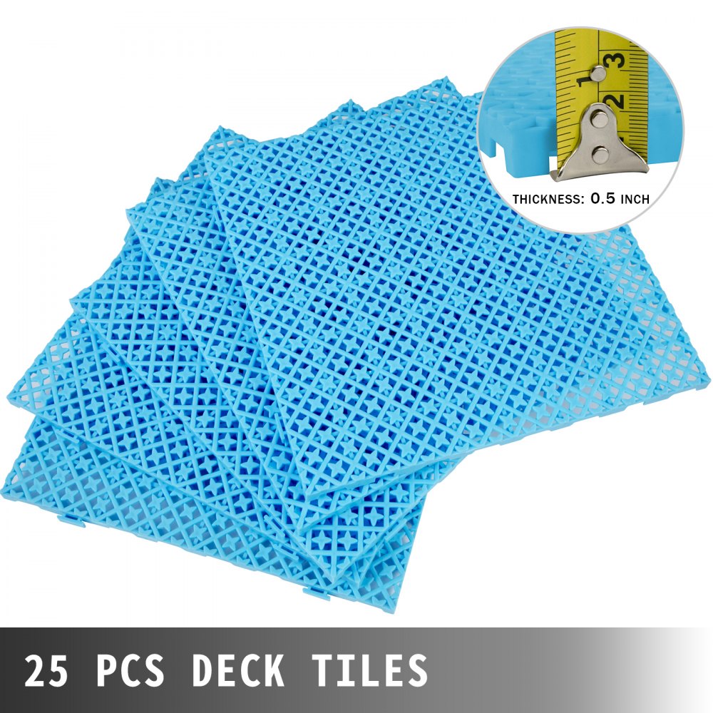 VEVOR Antihumedades Loseta Suelos 25 PCS Baldosas Alfombras Antideslizantes Ba?o 11,8x11,8x0,5 pulgadas para Suelos de Piscina Duchas de Jardin Ba?os Vestuarios y Terrazas Azul