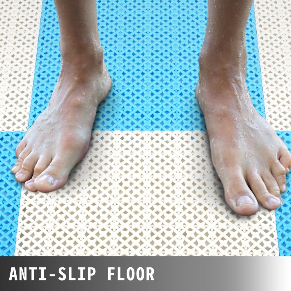 VEVOR Antihumedades Loseta Suelos 25 PCS Baldosas Alfombras Antideslizantes Ba?o 11,8x11,8x0,5 pulgadas para Suelos de Piscina Duchas de Jardin Ba?os Vestuarios y Terrazas Azul