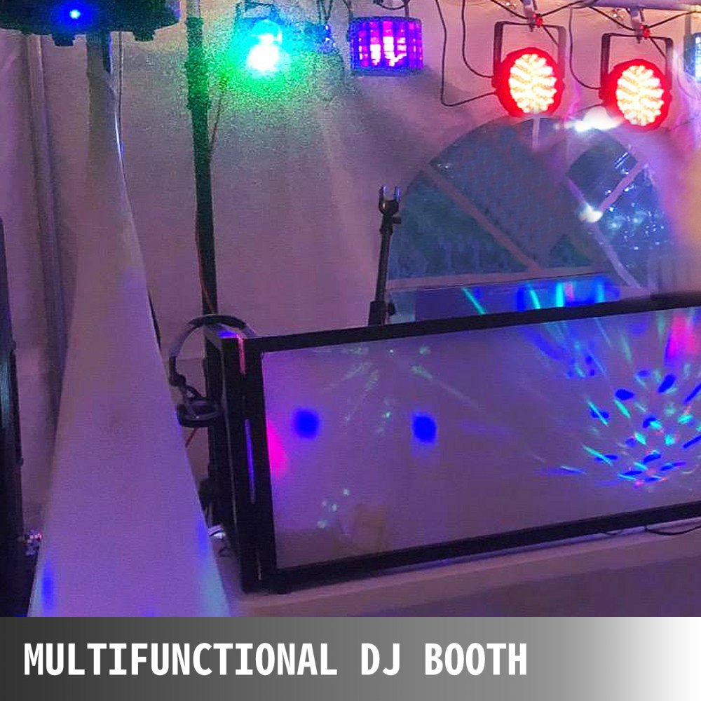 Cabina Dj Portátil De 40 X 270 Cm, Dj Stand Mesa Plegable De Blanco Y Negro
