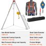 VEVOR Kit de trípode para espacios confinados, trípode de rescate de 1800 lbs, patas de 1,34 a 2,15 m, cable de 30 m, protección contra caídas de 32,8', arnés, bolsa de almacenamiento