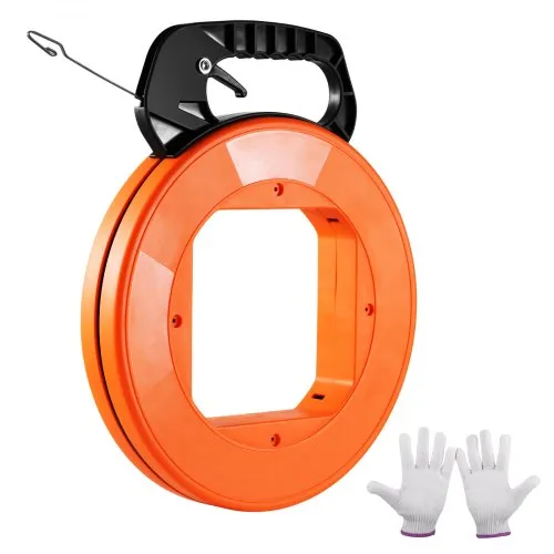 VEVOR Cinta de Pesca de Longitud de 36,6 m Diámetro de 3,18 mm Extractor de Cables de Acero con Carcasa, Mango, Caja de Plástico, Herramientas de Pesca de Alambre Flexible para Conductos Eléctricos