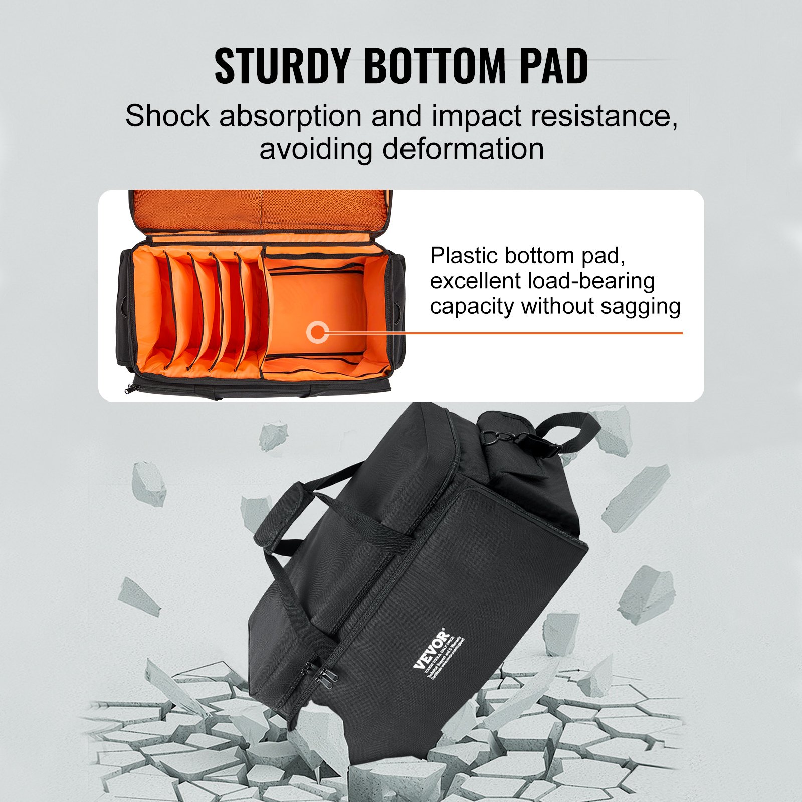 VEVOR Bolsa para Archivos de Cables para DJ, Tela Oxford 1200D, Bolsa para DJ con 9 Divisores Desmontables, Correa para el Hombro Acolchada, Almohadilla inferior de Plástico, 600 x 300 x 325 mm