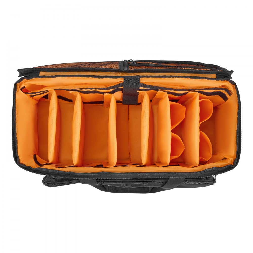 VEVOR Bolsa para DJ con Ruedas 50 x 24 x 26 cm, Bolsa de Viaje para Cables 1680D Acolchada con 6 Divisores Desmontables, Impermeable, Resistente al Desgaste para Accesorios Equipos de Sonido Músicos