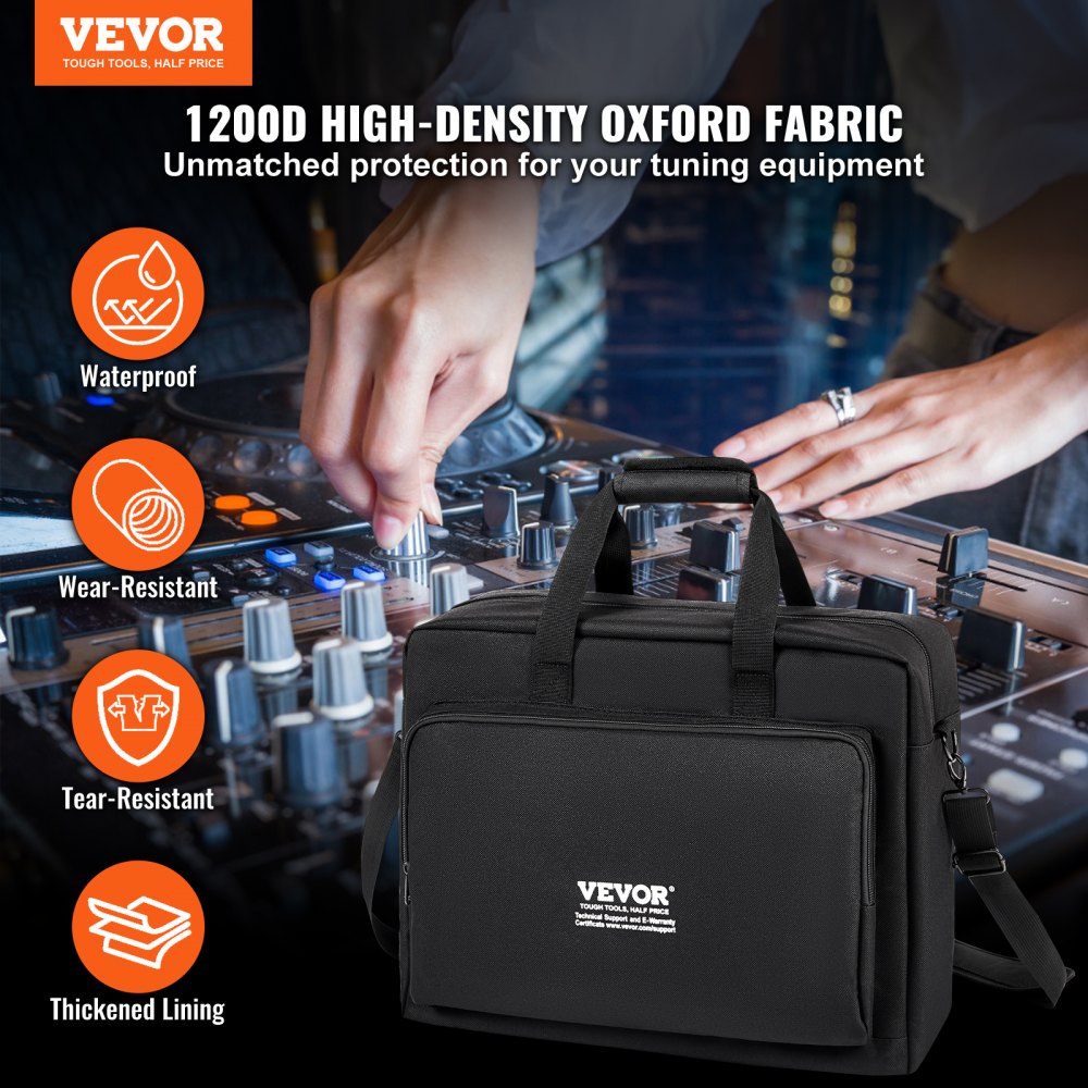 VEVOR Bolsa Acolchada para Mezclador de DJ, Tela Oxford 1200D, Bolsa de Transporte para Equipo de DJ con Bolsillo de Almacenamiento, Correa de Hombro Extraíble de 4,92 Pies, Acolchado de 10 mm