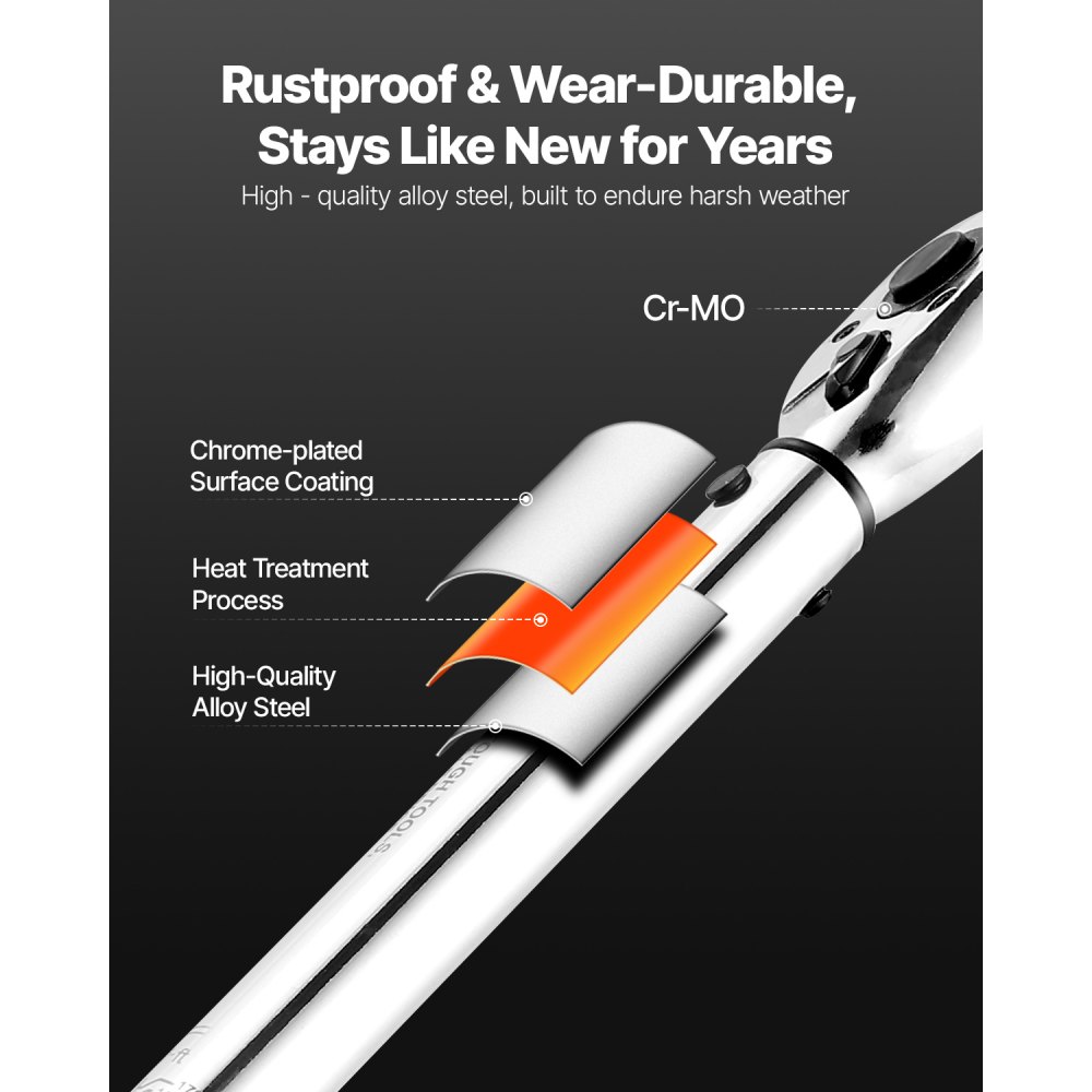 VEVOR Juego de Llaves Dinamométricas de Clic Accionamiento de 3/8" 5-60 Nm Bidireccional 72 Dientes con Vasos, Puntas, Barra de Extensión, Vasos para Bujías y Adaptador ±3 % de Precisión Naranja