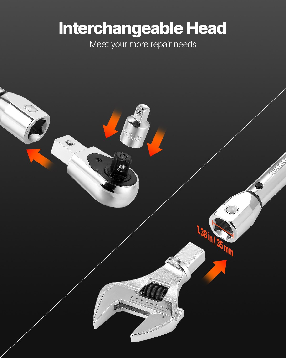 VEVOR Click Torque Wrench Set (Adjustable) with 1/2 Inch Drive 271-216.8 Nm, Two-Way Torque Wrench Set with Dual-Range Scales, 72 Teeth ±3% High Precision for Car Repair