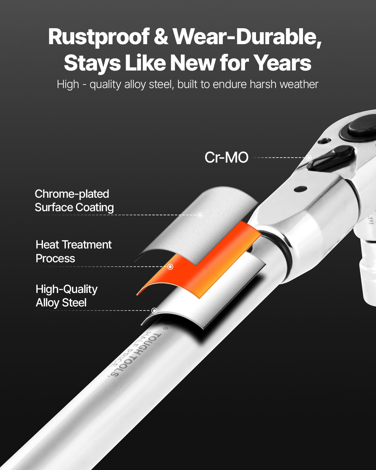 VEVOR Llave Dinamométrica de Clic Ajustable Accionamiento de 1/2" 27,1-216,8 Nm 72 Dientes Escalas de Doble Dirección y Doble Rango, con Adaptador de Mordaza Intercambiable y Cabezal de Trinquete