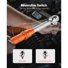 VEVOR Juego de Llaves Dinamométricas de Clic Accionamiento de 1/4" 2,3-27,1 Nm