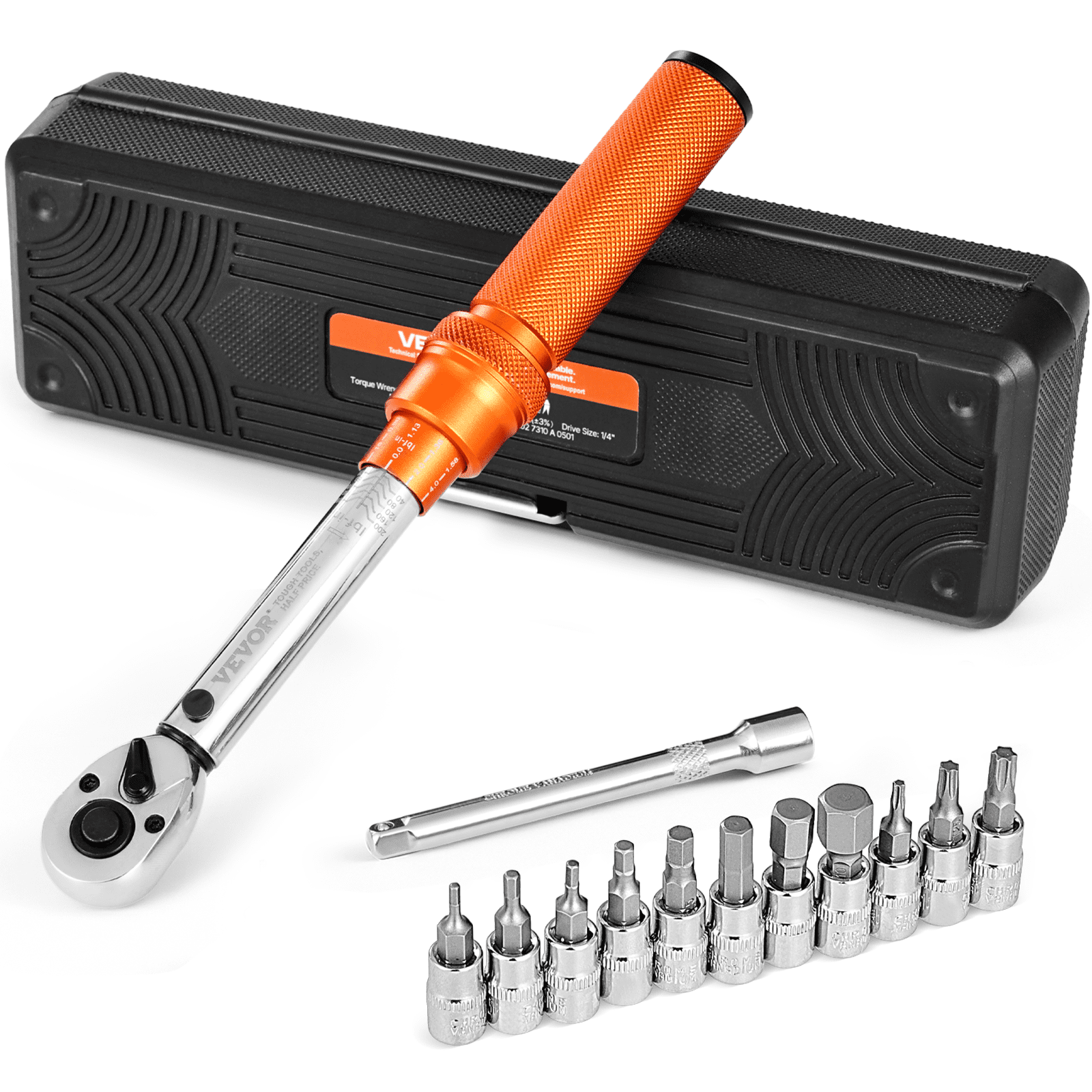 VEVOR Click Torque Wrench with 1/4 Inch Drive 2.3-22.6 Nm, Two-Way Torque Wrench Set with Dual Range Scales, 72 Teeth ±3% High Precision Alloy Steel for Automotive Repair