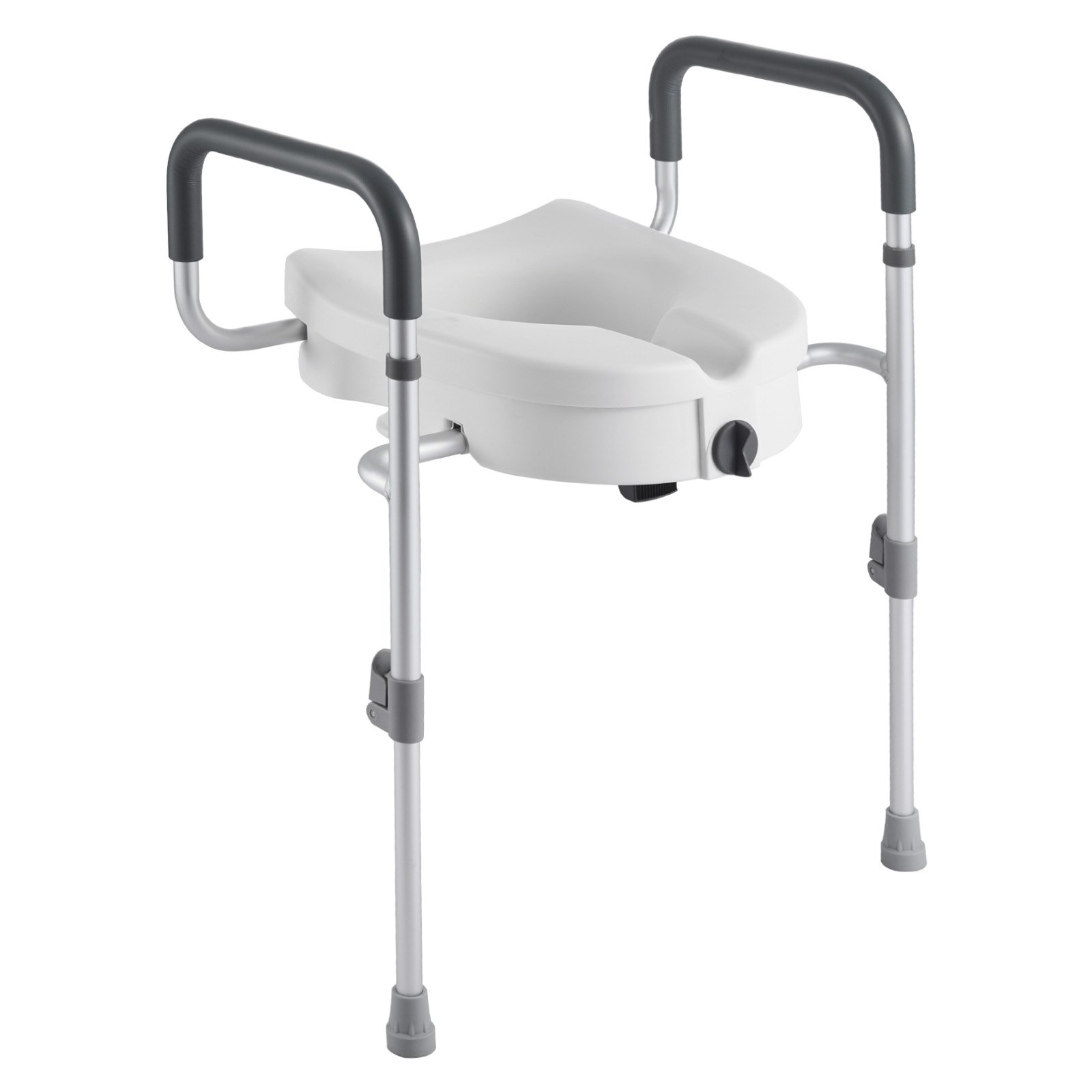 VEVOR Elevador de Inodoro con Reposabrazos, Carga de 159 kg, Altura de Elevación de 127 mm y Estructura de Aluminio, para Personas Mayores, Ancianos y Adultos con Discapacidad, 435 x 395 x 180 mm