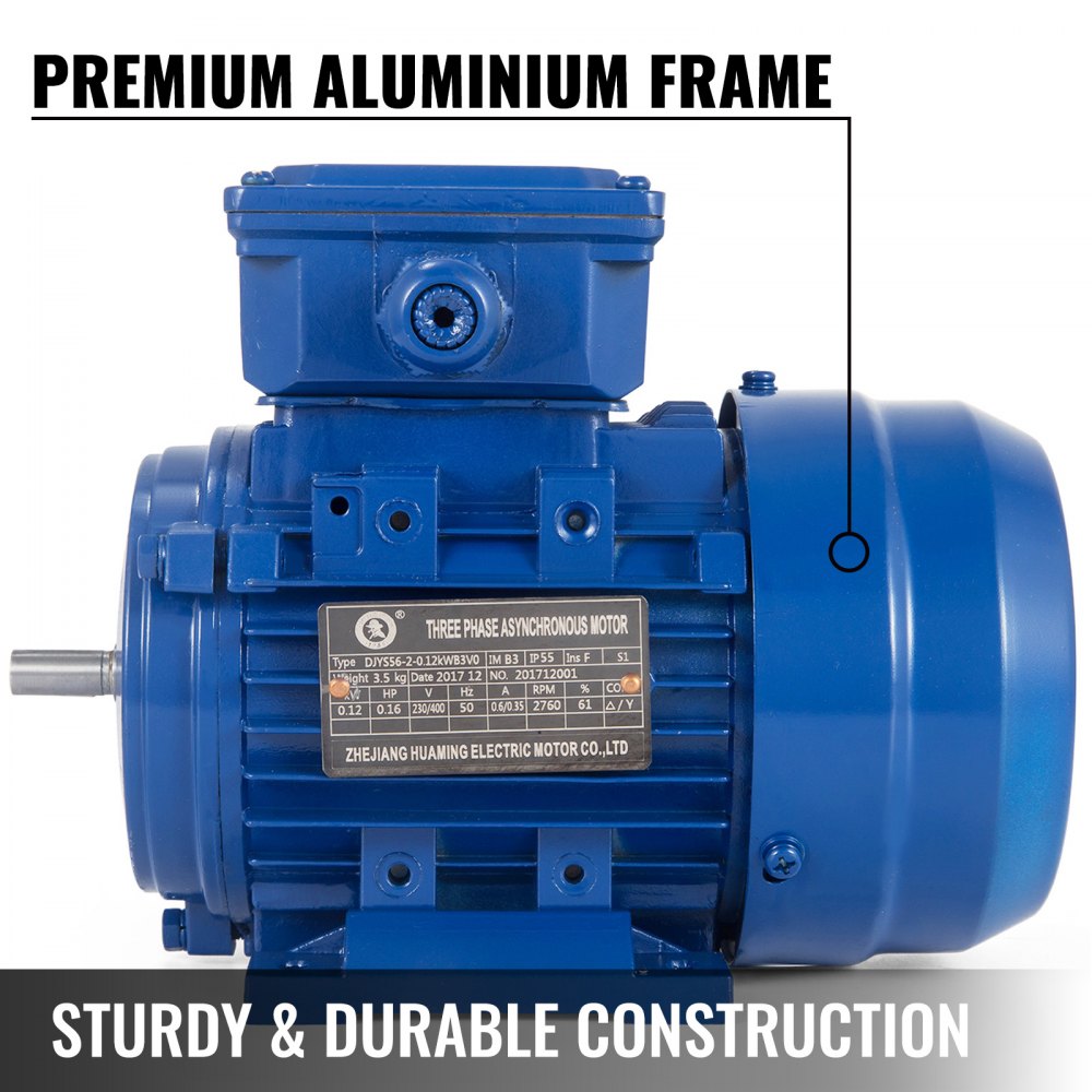 Motor Eléctrico Trifásico 0.12 Kw 1/6 Hp 3000 Rpm B3 Blue Fans 230/400 V