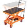VEVOR Mesa Elevadora Hidráulica Carro Capacidad de Carga 500 kg Elevador Manual de Tijera Simple Altura de Elevación 900 mm 4 Ruedas Cojín Antideslizante para Manipulación Transporte