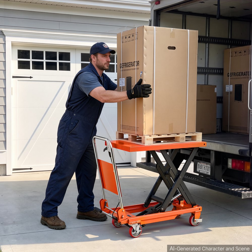 VEVOR Mesa Elevadora Hidráulica, Carro Hidráulico Carga 350 kg Altura 72 cm, con Pedal de Elevación, Mango Plegable, Descenso Suave, Ruedas de PU con Protectores y Bloqueo Trasero para Almacén Taller