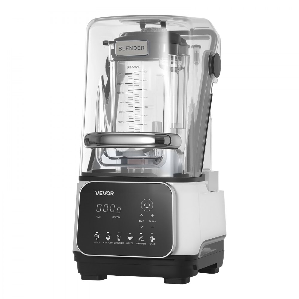VEVOR Batidora de Vaso con Jarra de 2 L, Licuadora Profesional con Protector, 2200 W, 26000 RPM, Velocidad Ajustable, 6 Programas Preestablecidos para Batidos, Trituración de Hielo, Purés, Blanco
