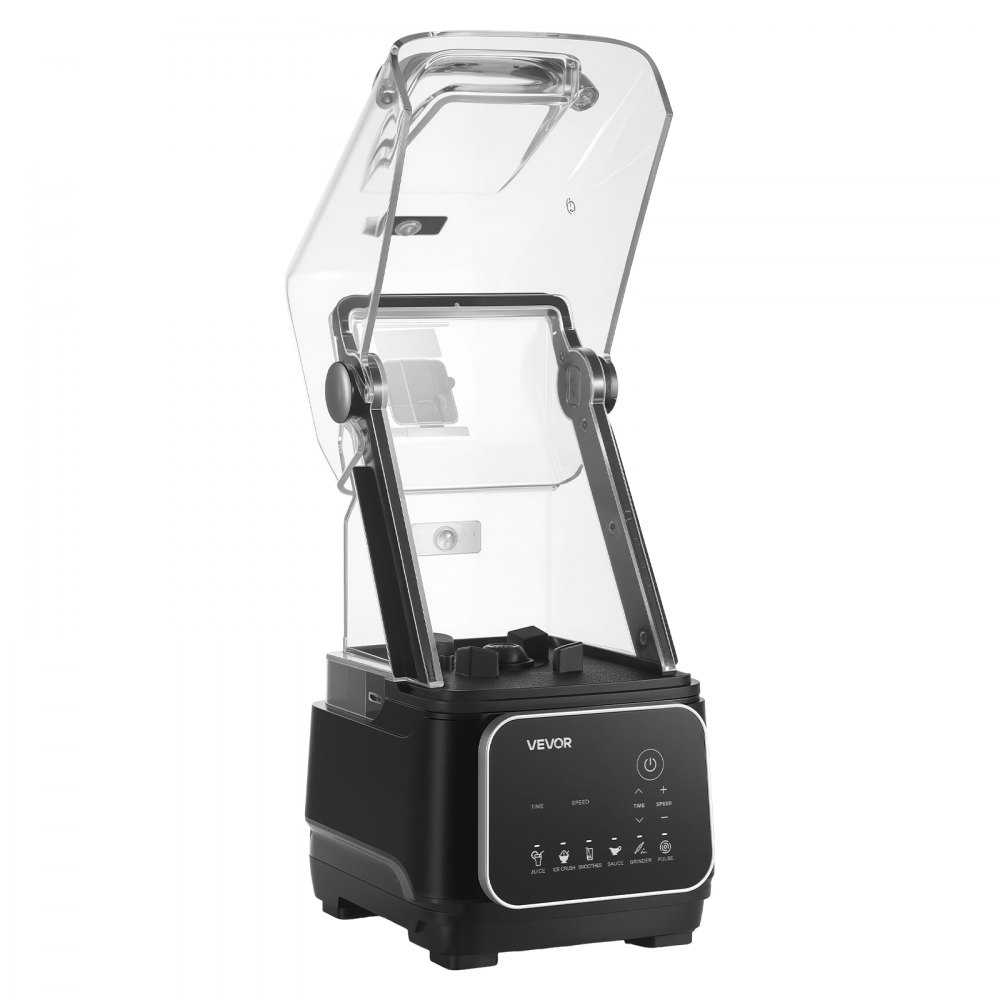 VEVOR Batidora de Vaso con Jarra de 2 L, 2200 W, 26000 RPM, Licuadora Profesional con Protector, Velocidad Ajustable, 6 Programas Preestablecidos para Batidos, Trituración de Hielo, Purés, Negro