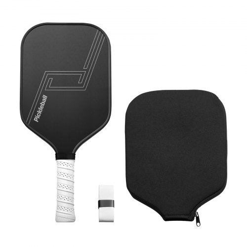 VEVOR Pala de Pickleball, Superficie de Fibra de Carbono T700 y Núcleo de Panal con Acabado Mate, Pala Profesional con Mayor Potencia, Control y Efectos, para Adultos, Unisex, Negro, 418 x 190 mm
