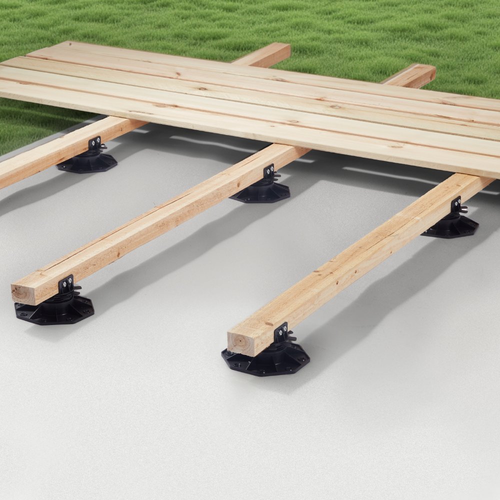 VEVOR Bloques de Terraza 12 Unidades, Carga de 907,18 kg, Pedestal de Plástico, Adoquín, Elevación 30 a 60 mm, Altura Ajustable, Base para Cobertizo, Madera, Hormigón y Metal, 164 x 164 x 58 mm