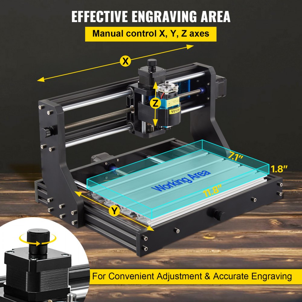 VEVOR Cnc 3018 Pro Cnc 3018 2500mw Máquina CNC Grabador Láser para Madera Cuero Plástico