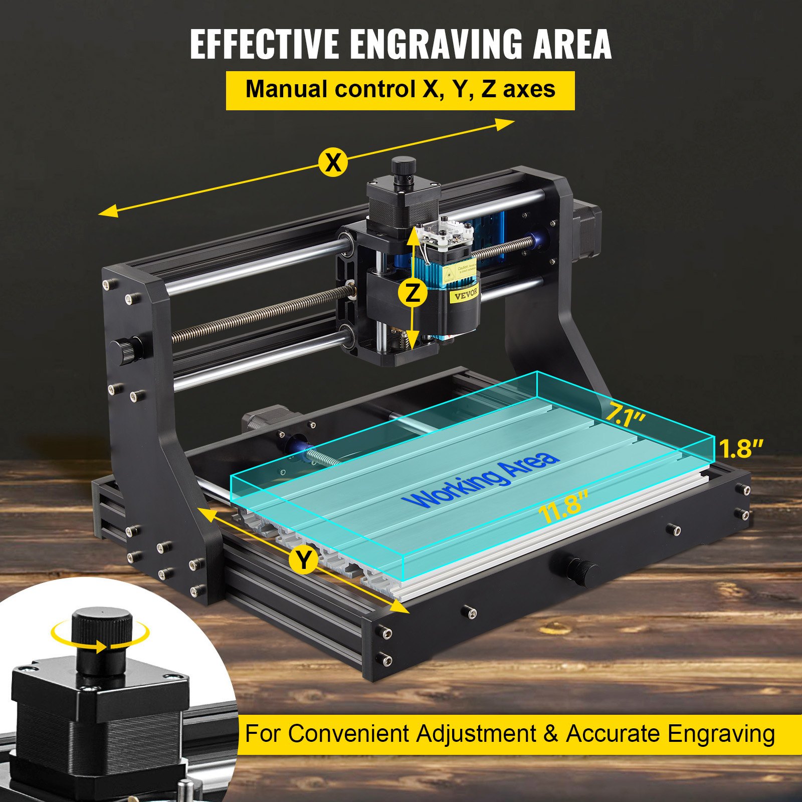 VEVOR Cnc 3018 Pro Cnc 3018 500mw Máquina CNC Grabador Láser para Madera Cuero Plástico
