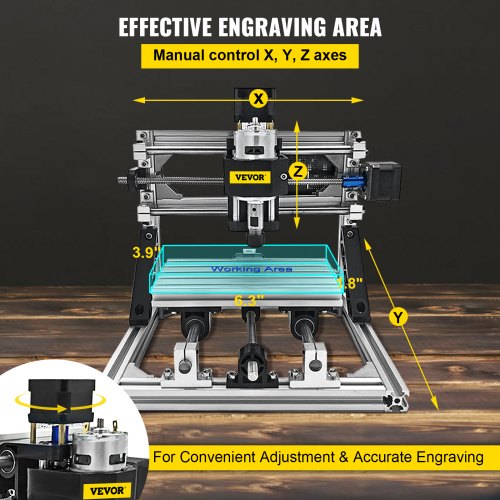 VEVOR Kit de Enrutador CNC1610, Máquina de Grabado de Fresado de 3 Ejes, Área de Trabajo 160 x 100 x 40 mm, Máquina Fresadora con Tablero de Control GRBL para Plástico Acrílico PCB PVC Talla de Madera